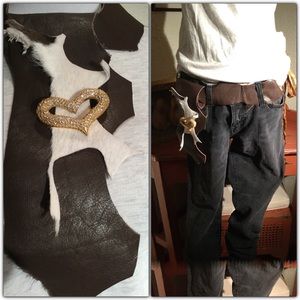 Leather & VTG Brooch convertible Belt Necklace